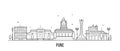 Pune skyline Maharashtra India city linear vector