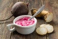 Pungent spice prepared of horseradish with beets Royalty Free Stock Photo