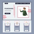 Punishing flat landing page website template. Threatening letter, rumors, threats. Web banner with header, content and Royalty Free Stock Photo