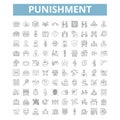 Punishment icons, line symbols, web signs, vector set, isolated illustration Royalty Free Stock Photo