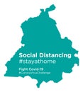 Punjab map with Social Distancing stayathome tag