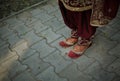 Indian Punjabi bride while wearing traditional stuff