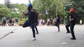 A flash mob in India performing bhangra dance to a song in Cubbon park on a bright day