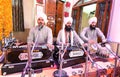 Devotee pay obeisance at a holy Gurudwara