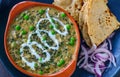 Indian meal- methi malai matar and roti