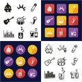 Punk All in One Icons Black & White Color Flat Design Freehand Set Royalty Free Stock Photo