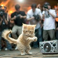 Punk Cat DJ.The disco cat plays music