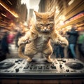 Punk Cat DJ.The disco cat plays music