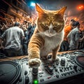 Punk Cat DJ.The disco cat plays music