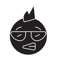 Punk emoji black vector concept icon. Punk emoji flat illustration, sign Royalty Free Stock Photo