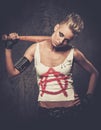 Punk girl with a bat Royalty Free Stock Photo