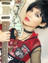 Punk girl with guitar Royalty Free Stock Photo