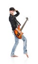 Punk girl holding a guitar and singing Royalty Free Stock Photo