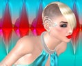 Punk girl with Mohawk hairstyle on colorful abstract background. Royalty Free Stock Photo