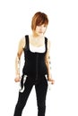 Punk girl wearing pants with suspenders Royalty Free Stock Photo