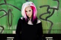 Punk girl woman pink hair