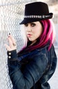 Punk girl woman pink hair Royalty Free Stock Photo