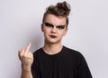 Punk goth-style teen boy