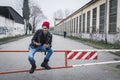 Punk guy posing in the city streets Royalty Free Stock Photo