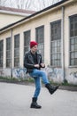 Punk guy posing in the city streets Royalty Free Stock Photo