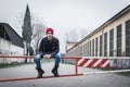 Punk guy posing in the city streets Royalty Free Stock Photo