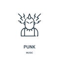 punk icon vector from music collection. Thin line punk outline icon vector illustration