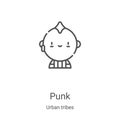 punk icon vector from urban tribes collection. Thin line punk outline icon vector illustration. Linear symbol for use on web and