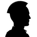 Punk man with mohawk haircut black silhouette vector illustration, isolated on white background