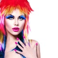 Punk model girl with colorful dyed hair Royalty Free Stock Photo