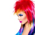 Punk model girl with colorful dyed hair Royalty Free Stock Photo