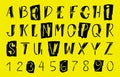 Punk rock alphabet. Typography decorative set grunge style. Letters and numbers for banners, flyers and posters design Royalty Free Stock Photo