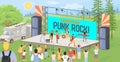 Punk rock festival in urban city park vector illustration