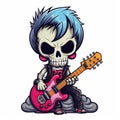 Punk rock guitar player. character singing and playing the electric guitar. Punk rock star with guitar. AI Generative Royalty Free Stock Photo