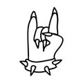 Punk rock hand symbol vector illustration clipart. Simple alternative sticker. Kids emo rocker cute hand drawn cartoon Royalty Free Stock Photo