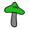 Punk rock webcap fungi mushroom vector illustration. Simple alternative sticker clipart. Kids emo rocker cute hand drawn