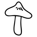 Punk rock webcap mushroom monochrome lineart vector illustration. Simple alternative sticker clipart. Kids emo rocker