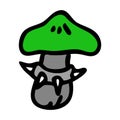 Punk rock webcap mushroom vector illustration. Simple alternative sticker clipart. Kids emo rocker cute hand drawn fungi