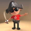 Punk rocker has turned to piracy in these hard times, 3d illustration Royalty Free Stock Photo