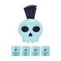 Science themed punk skull cartoon using periodic table element vector illustration graphic Royalty Free Stock Photo