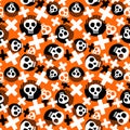 Punk seamless pattern with grunge bold painted funky skulls.