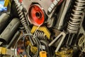 Punk style colorful machine gear inside closeup view Royalty Free Stock Photo