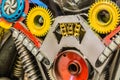 Punk style colorful machine gear inside closeup view Royalty Free Stock Photo