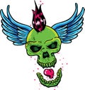 Punk tattoo style skull with wings Royalty Free Stock Photo