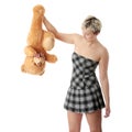 Punk teen girl with teddy bear Royalty Free Stock Photo