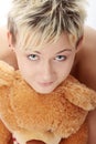 Punk teen girl with teddy bear Royalty Free Stock Photo