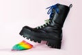 Punk youth teenage style black ankle boot crushes elastic plastic slinky toy