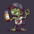 Punk zombie drunk beer character illustration