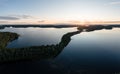 Punkaharju ridge road and Saimaa lake at dusk in Eastern Finland