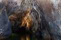 Punkva Cave in the Moravian Karst Area near Brno, Czech Republic. An incredible stalactite in the Moravian Karst