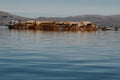 Puno, Peru - July 30, 2017:Totora boat on the Titicaca lake near